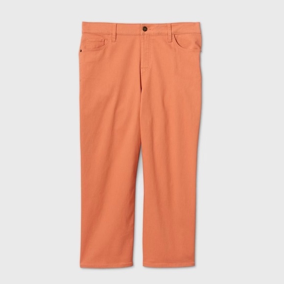 Ava & Viv Denim - Ava & Viv Wide-Leg Crop Chino Pants Coral 22W